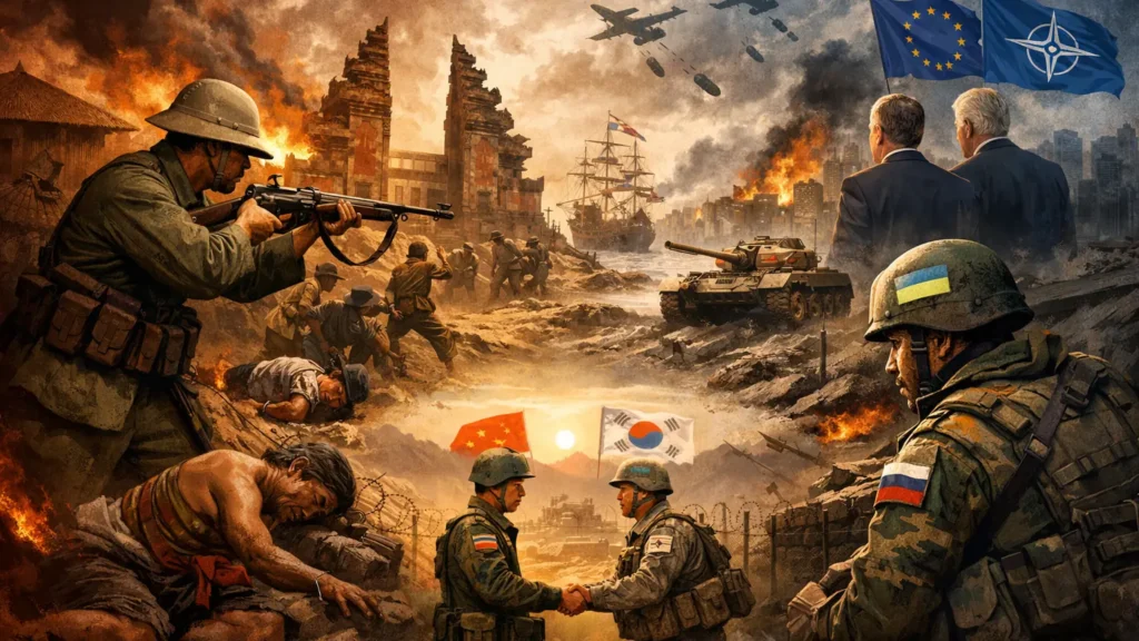 Eropa diliputi konflik perang dari masa kolonial hingga perang Rusia Ukraina, kontras dengan upaya damai di Asia