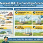 Infografik peringatan dini hujan berbasis warga Kota Mataram dengan ambang curah hujan per jam dan status kewaspadaan banjir