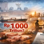 Ilustrasi visual perkara tata kelola migas Pertamina yang menyoroti irisan antara proses hukum, logika bisnis, dan narasi kerugian negara.