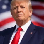 US president infron US flag