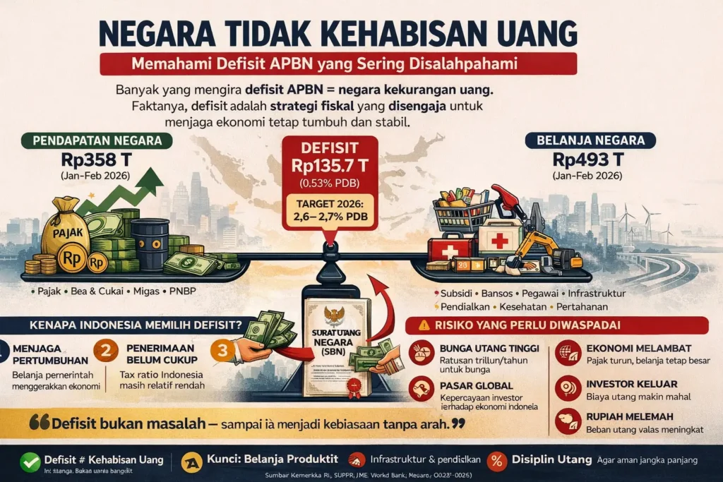 Negara Tidak Kehabisan Uang, Fakta Defisit APBN Indonesia 2026