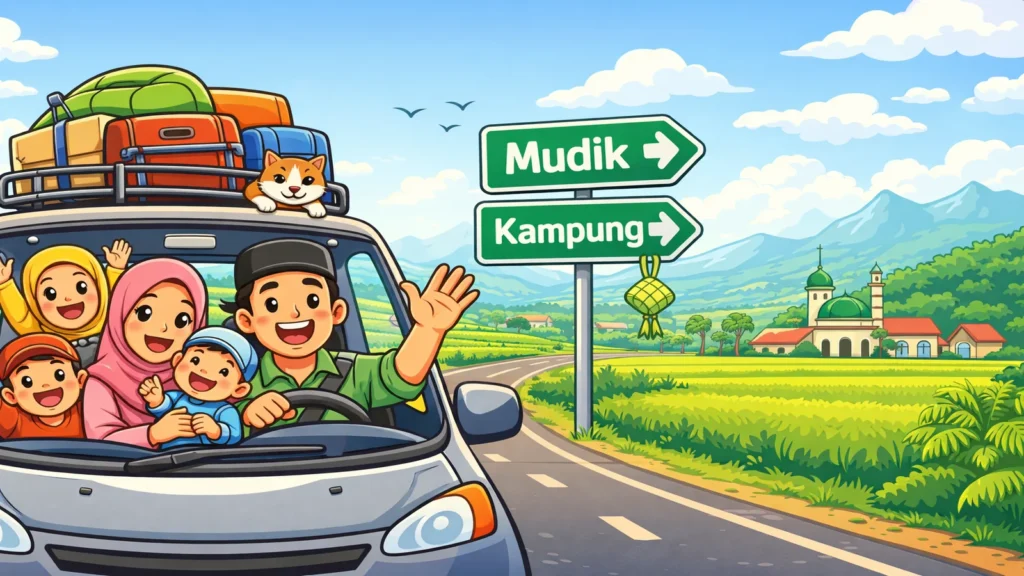 suasana lebaran di desa indonesia keluarga berkumpul