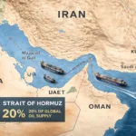 Peta kawasan Teluk dan Selat Hormuz yang menjadi jalur utama perdagangan energi global